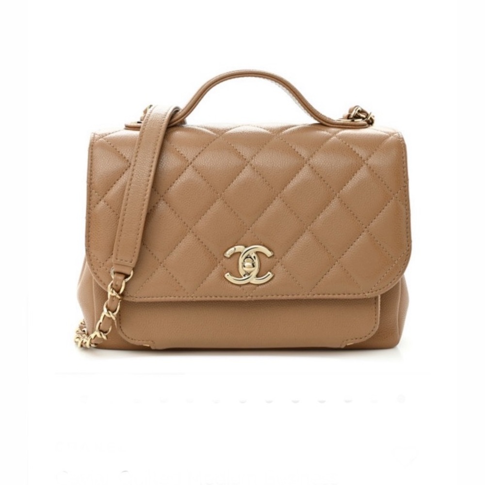 🔥CHANEL Caviar Quilted Medium Business Affinity Flap in Beige